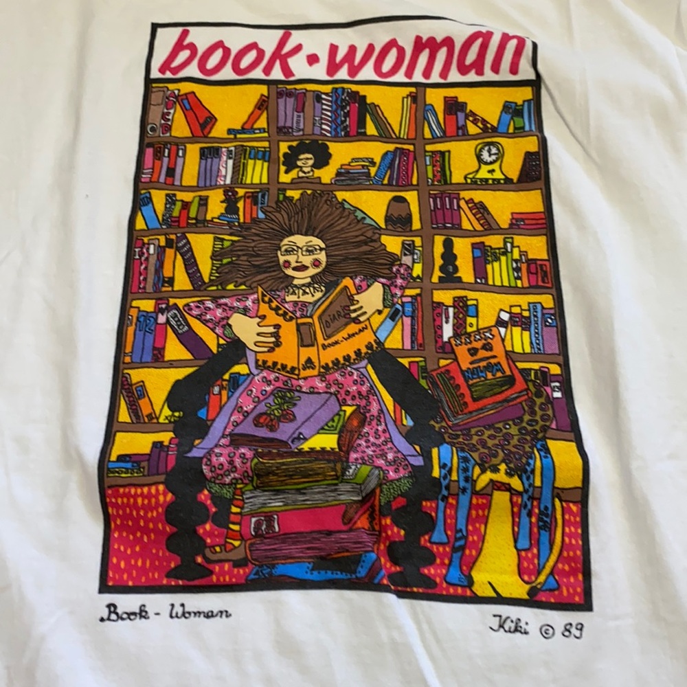 Vintage Book Woman Shirt 1989 Kiki Suarez Feminist Tee Pop Art 80s-XL